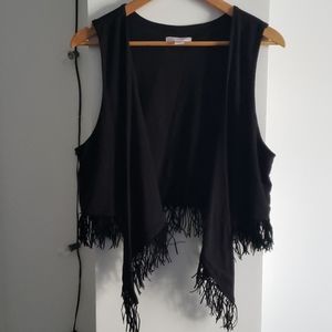 Cropped black fringe vest by Xhilaration